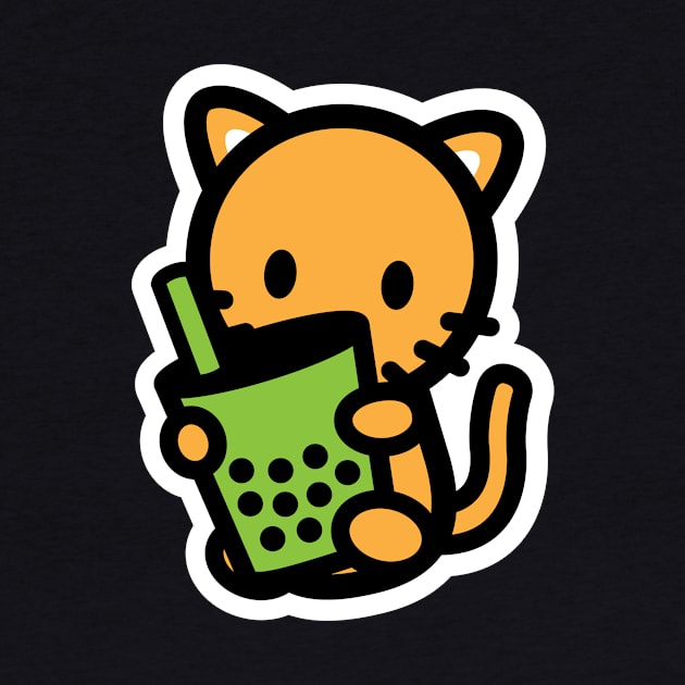 Cat Orange Matcha Boba Tea Drink Bambu Kitten Animal Lover by Bambu